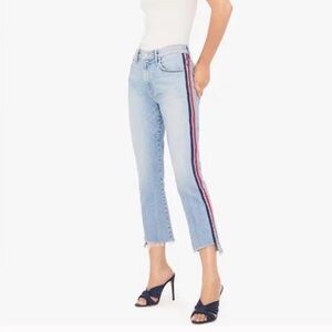 MOTHER Insider Crop Jeans with Step Fray in Thanks Again Racer (Side Stripes)